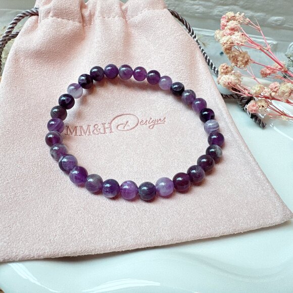 6mm Chevron Amethyst Stretch Bracelet - Picture 5 of 5